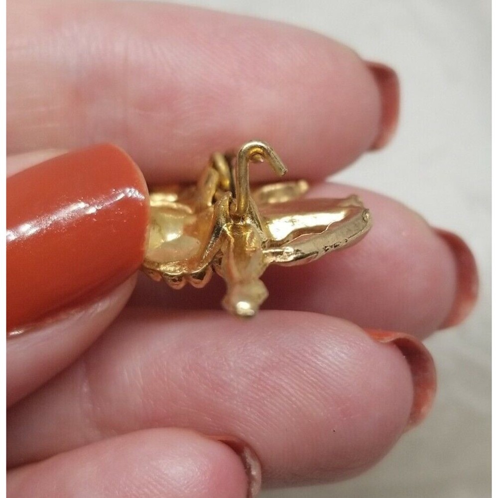Ballerina Pin Vintage Gold Tone Brooch C Catch Ballet Dancer Toe Bended Knee - Picture 7 of 11